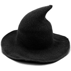 JewelryWe Womens Witch Hat Foldable Knitted Wool Cap for Halloween Christmas Party Masquerade Cosplay Costume