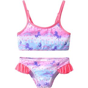 VIKITA Girls Bikini Set Two Pieces Swimsuits Toddler Bathing Suit Colorful Sport Beach Swimwear for 3-10 Years