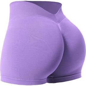 YEOREO Workout Scrunch Shorts Women 3.6" V Back Gym Shorts Butt Lifting Liz High Waisted Seamless Shorts Taro Purple S