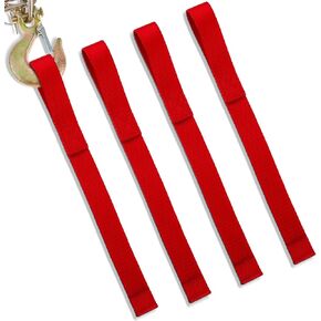 3 Pcs Winch Hook Pull Straps 1 Inch Wide 12 Inches Long Hook Strap Winch Accessories Nylon Winch Strap for Winch Cable Rope, Red