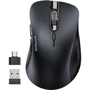Wireless Mouse, 2.4G Silent Computer Mice with USB Receiver & Type-C Adapter, Portable Mobile Optical Cordless Mouse for Laptop, PC, Desktop, MacBook, 3 DPI Adjustment Levels (Pink)