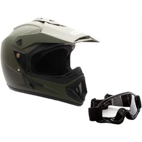 MMG Adult Motorcycle Off Road Helmet DOT - MX ATV Dirt Bike Motocross UTV - with Goggles