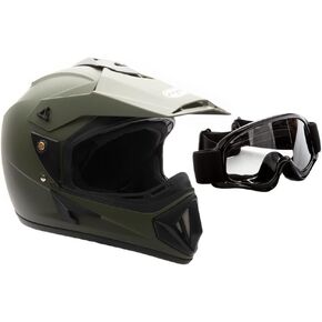 MMG Adult Motorcycle Off Road Helmet DOT - MX ATV Dirt Bike Motocross UTV - with Goggles