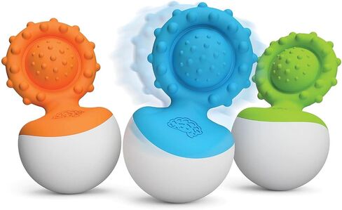 Fat Brain Toys Dimpl Wobbl - Blue - Travel-Friendly Baby Sensory & Teething Toy in Saudi Arabia