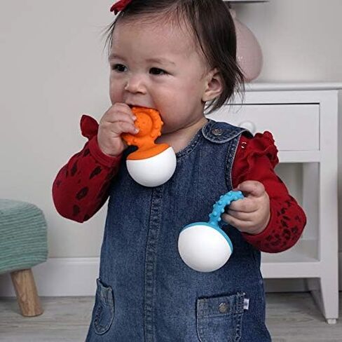 Fat Brain Toys Dimpl Wobbl - Blue - Travel-Friendly Baby Sensory & Teething Toy in Saudi Arabia