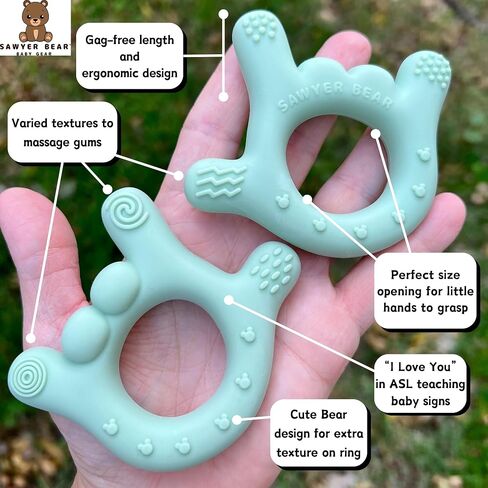 I Love You Silicone Hand Teether, Teethers for Babies 3-6 Months, Soft Teething Toys 6-12 Months bpa Free, Massaging Teething Relief (Blush Pink) in Saudi Arabia