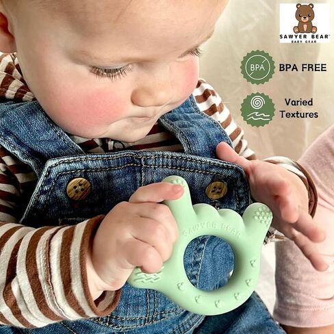 I Love You Silicone Hand Teether, Teethers for Babies 3-6 Months, Soft Teething Toys 6-12 Months bpa Free, Massaging Teething Relief (Blush Pink) in Saudi Arabia