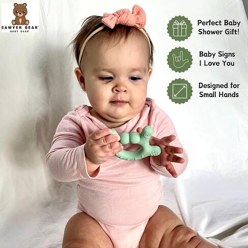I Love You Silicone Hand Teether, Teethers for Babies 3-6 Months, Soft Teething Toys 6-12 Months bpa Free, Massaging Teething Relief (Blush Pink) in Saudi Arabia