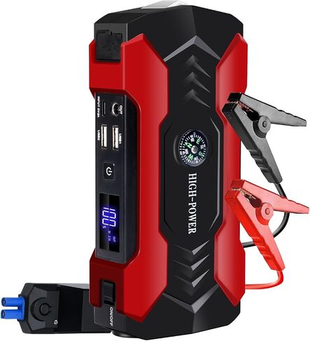 Car Jump Starter, 3000A Peak Car Battery Charger, 12V Jump Box Jumper Battery Pack (up to 10L Gas or 8.5L Diesel), Portable Charger, Emergency LED Light, Escape Safty Hammer, Compass in Saudi Arabia