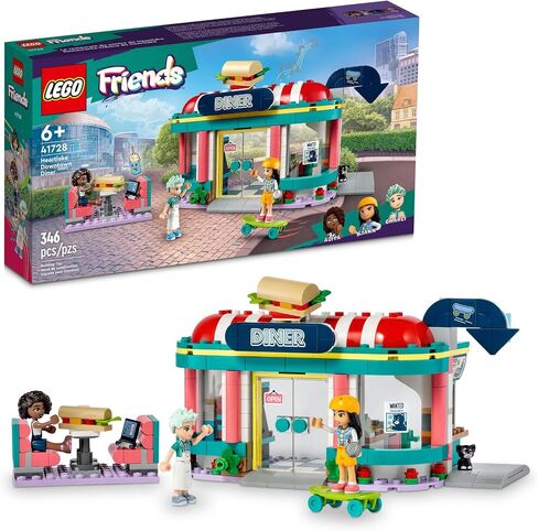 LEGO Friends Heartlake Downtown Diner Building Toy - Restaurant Pretend Playset with Food, Includes Mini-Dolls Liann, Aliya, and Charli, Birthday Gift Toy Set for Boys and Girls Ages 6+, 41728 in Saudi Arabia