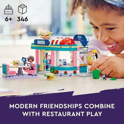 LEGO Friends Heartlake Downtown Diner Building Toy - Restaurant Pretend Playset with Food, Includes Mini-Dolls Liann, Aliya, and Charli, Birthday Gift Toy Set for Boys and Girls Ages 6+, 41728 in Saudi Arabia