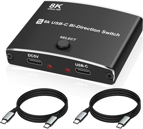 XMSJSIY USB C Type-C Switcher 1 in 2 Out/2 in 1 Out 8K@60Hz 4K@120Hz Type-C Bi-Directional Switch Selector Support 48Gbps Data Transmission with Type-C Cables for PC Monitor HDTV-1 PCS in Saudi Arabia