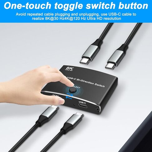 XMSJSIY USB C Type-C Switcher 1 in 2 Out/2 in 1 Out 8K@60Hz 4K@120Hz Type-C Bi-Directional Switch Selector Support 48Gbps Data Transmission with Type-C Cables for PC Monitor HDTV-1 PCS in Saudi Arabia