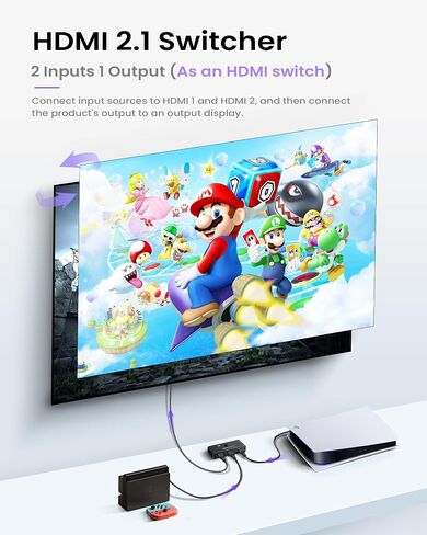 avedio links 8K HDMI 2.1 Switch 4K@120Hz, Bi-Directional 2 in 1 Out HDMI Splitter Switcher with Remote, 8K@60Hz Aluminum HDMI Splitter 1 in 2 Out 48Gbps Ultra HD Compatible with PS5 Xbox Fire Stick in Saudi Arabia