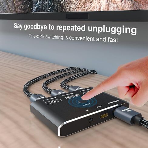 CABLEDECONN 3 Port HDMI 2.1 HDR 3In 1Out 8K Switcher with Remote Control Directional 8K@60Hz 4K@120Hz HDR 48Gbps 3D HDMI Video Converter Compatible with PS5 Xbox x HDMI TVs Monitors in Kuwait