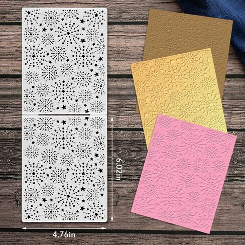 Glodecart Star Background Embossing Folder, Plastic Textured Impressions Star Fireworks Embossing Folder Template for Card Making Spring Scrapbooking Paper Craft Album Stamps DIY Décor in Saudi Arabia