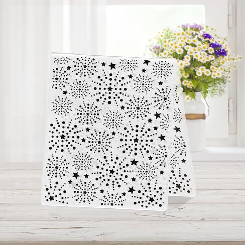 Glodecart Star Background Embossing Folder, Plastic Textured Impressions Star Fireworks Embossing Folder Template for Card Making Spring Scrapbooking Paper Craft Album Stamps DIY Décor in Saudi Arabia