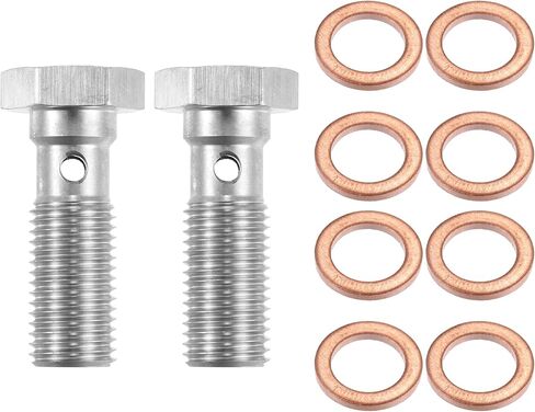X AUTOHAUX 2 قطعة الفولاذ المقاوم للصدأ AN4 7/16-20 الموضوع توربو الفرامل خط مسمار بانجوي مع غسالات النحاس واحد مسمار بانجوي طول 32 مللي متر in Kuwait