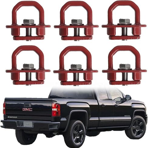 Truck Bed Side Wall Tie Down Anchors Truck Bed Cargo Hooks Compatible with 2007-2023 Chevy Silverado/GMC Sierra and 2015-2023 Chevy Colorado/GMC Canyon, 6Pack, Red in Saudi Arabia