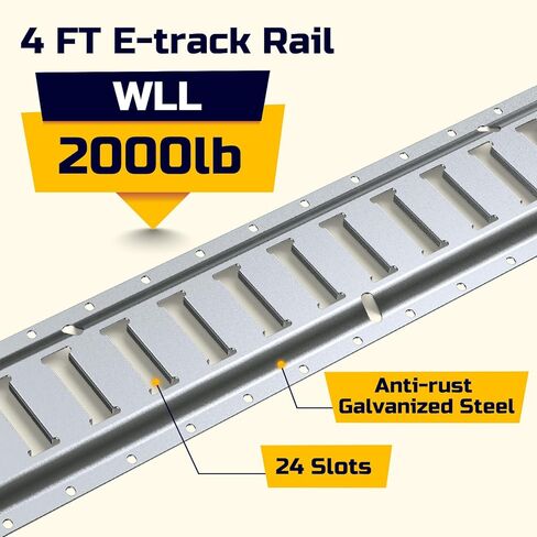 Trekassy E Track Tie-Down Rail مع مسامير، 8 عبوات من قضبان Etrack شديدة التحمل بطول 4 أقدام للكراجات والشاحنات والمقطورات وحوامل UTV in Kuwait