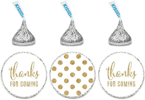 Andaz Press Gold Glitter Print Chocolate Drop Labels Stickers, Thanks for Coming! Polka Dots, Blush Pink, 216-Pack, Not Real Glitter, for Kisses Party Favors in Saudi Arabia