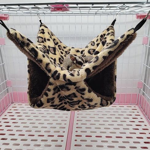 Hamster Hammock, Small Pet Cage Hammock, Warm Ferret Cage Hammock, Large Space Double Layer Spot Pattern Pet Hanging Bed, Pet Swinging Bed for Hamster Chinchilla Guinea Pig in Saudi Arabia