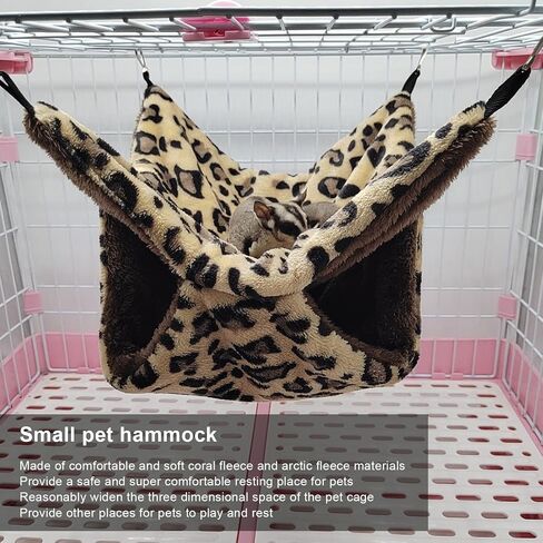 Hamster Hammock, Small Pet Cage Hammock, Warm Ferret Cage Hammock, Large Space Double Layer Spot Pattern Pet Hanging Bed, Pet Swinging Bed for Hamster Chinchilla Guinea Pig in Saudi Arabia