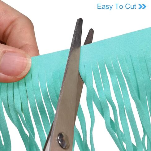 uxcell 1 Yard 10 Inch PU Leather Fringe Trim Double Side Leather Sewing Tassel Fringe for DIY Sewing Dress Crafts Skirt Decoration, Lake Blue in Saudi Arabia