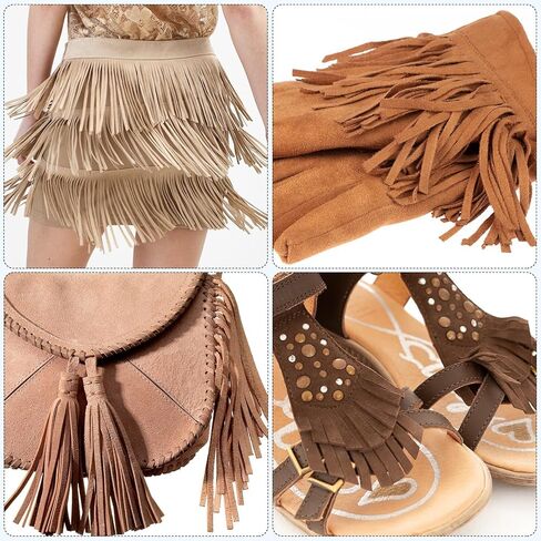 uxcell 1 Yard 10 Inch PU Leather Fringe Trim Double Side Leather Sewing Tassel Fringe for DIY Sewing Dress Crafts Skirt Decoration, Lake Blue in Saudi Arabia