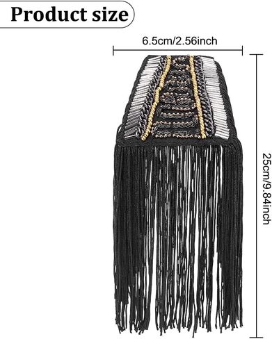 2 PCS Fringe Shoulder Pieces Tassel Chain Rhinestones Punk Fringe Shoulder Boards Badge Black Shoulder Patches Tassel Chain Suit Crystal Epaulet Fringe Shoulder Badge for Dance Punk Costume in Saudi Arabia