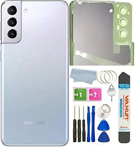 Galaxy S21 Plus Back Glass Cover Waterproof Housing Door with Camera Glass Lens and Tape Parts Replacement for Samsung Galaxy S21+ Plus 5G + Tools (Phantom Black) in Saudi Arabia