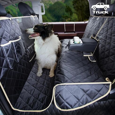 Lassie 4 in 1 Full Coverage Car Floor Dog Hammock,100% Waterproof Dog Car Seat Covers for Back Seat with Mesh Window,Universal Size Backseat Bench Protector for Cars, SUVs and Trucks in Saudi Arabia