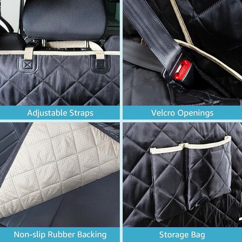 Lassie 4 in 1 Full Coverage Car Floor Dog Hammock,100% Waterproof Dog Car Seat Covers for Back Seat with Mesh Window,Universal Size Backseat Bench Protector for Cars, SUVs and Trucks in Saudi Arabia