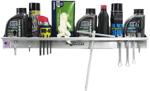 Pit Posse 456 All Purpose Shelf Rack Holder Caddy - Tools, Aerosol Spray Cans, Oils, Cleaners-Made in USA-Garage Enclosed Race Trailer Automotive Mechanics Shop Storage Organizer Aluminum in Saudi Arabia