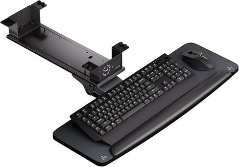صينية لوحة مفاتيح وماوس قابلة للتعديل من X-Win أسفل المكتب، حامل لوحة مفاتيح كبير مقاس 28 × 10 بوصة مع لوحة ماوس مريحة منزلق للوحة المفاتيح لمكتب الألعاب المنزلي in Kuwait