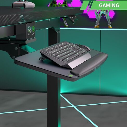 صينية لوحة مفاتيح وماوس قابلة للتعديل من X-Win أسفل المكتب، حامل لوحة مفاتيح كبير مقاس 28 × 10 بوصة مع لوحة ماوس مريحة منزلق للوحة المفاتيح لمكتب الألعاب المنزلي in Kuwait