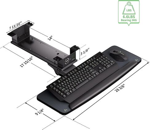 صينية لوحة مفاتيح وماوس قابلة للتعديل من X-Win أسفل المكتب، حامل لوحة مفاتيح كبير مقاس 28 × 10 بوصة مع لوحة ماوس مريحة منزلق للوحة المفاتيح لمكتب الألعاب المنزلي in Kuwait