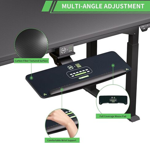 صينية لوحة مفاتيح وماوس قابلة للتعديل من X-Win أسفل المكتب، حامل لوحة مفاتيح كبير مقاس 28 × 10 بوصة مع لوحة ماوس مريحة منزلق للوحة المفاتيح لمكتب الألعاب المنزلي in Kuwait