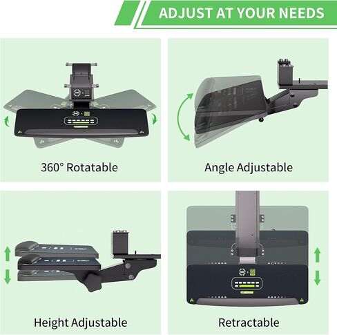 صينية لوحة مفاتيح وماوس قابلة للتعديل من X-Win أسفل المكتب، حامل لوحة مفاتيح كبير مقاس 28 × 10 بوصة مع لوحة ماوس مريحة منزلق للوحة المفاتيح لمكتب الألعاب المنزلي in Kuwait