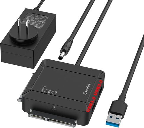 WAVLINK USB 3.0 to Dual Bay SATA Adapter, External 2.5" 3.5'' SATA Hard Drive Connector with 2 USB3.0 Ports and Offline Cloning Function for Files Transfer&Backup(2x18TB&UASP Supported) in Saudi Arabia