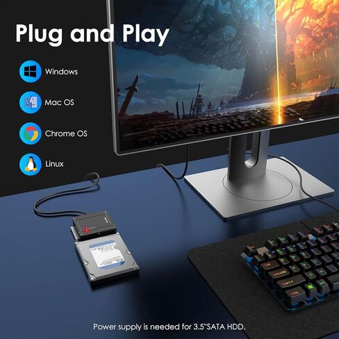 WAVLINK USB 3.0 to Dual Bay SATA Adapter, External 2.5" 3.5'' SATA Hard Drive Connector with 2 USB3.0 Ports and Offline Cloning Function for Files Transfer&Backup(2x18TB&UASP Supported) in Saudi Arabia