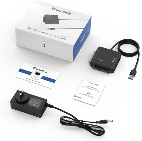 WAVLINK USB 3.0 to Dual Bay SATA Adapter, External 2.5" 3.5'' SATA Hard Drive Connector with 2 USB3.0 Ports and Offline Cloning Function for Files Transfer&Backup(2x18TB&UASP Supported) in Saudi Arabia