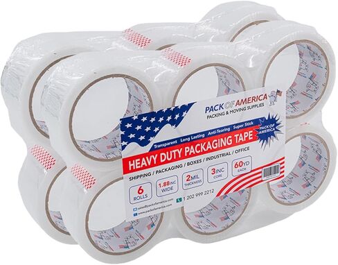 Packing Tape, 36 Rolls 60yd (180 feet) 2 mil Thick 1.88" Width, Ultra Strong Refill for Packaging Shipping Storage Carton Box Sealing, Industrial Heavy Duty Moving Supplies, Clear in Saudi Arabia