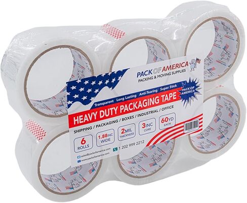Packing Tape, 36 Rolls 60yd (180 feet) 2 mil Thick 1.88" Width, Ultra Strong Refill for Packaging Shipping Storage Carton Box Sealing, Industrial Heavy Duty Moving Supplies, Clear in Saudi Arabia