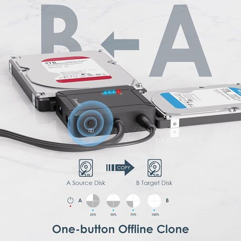 WAVLINK USB 3.0 to Dual Bay SATA Adapter, External 2.5" 3.5'' SATA Hard Drive Connector with 2 USB3.0 Ports and Offline Cloning Function for Files Transfer&Backup(2x18TB&UASP Supported) in Saudi Arabia