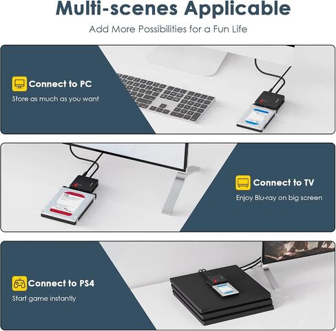 WAVLINK USB 3.0 to Dual Bay SATA Adapter, External 2.5" 3.5'' SATA Hard Drive Connector with 2 USB3.0 Ports and Offline Cloning Function for Files Transfer&Backup(2x18TB&UASP Supported) in Saudi Arabia