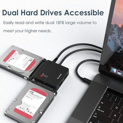 WAVLINK USB 3.0 to Dual Bay SATA Adapter, External 2.5" 3.5'' SATA Hard Drive Connector with 2 USB3.0 Ports and Offline Cloning Function for Files Transfer&Backup(2x18TB&UASP Supported) in Saudi Arabia
