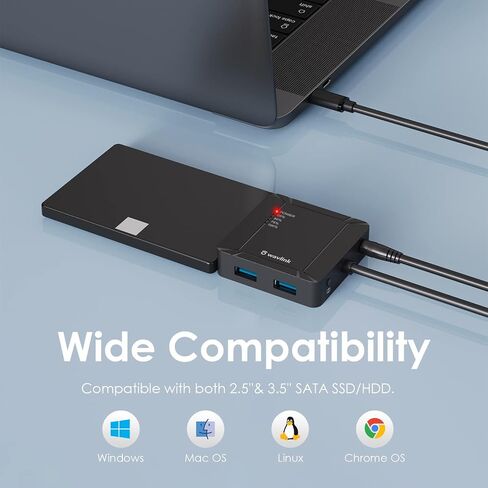 WAVLINK USB 3.0 to Dual Bay SATA Adapter, External 2.5" 3.5'' SATA Hard Drive Connector with 2 USB3.0 Ports and Offline Cloning Function for Files Transfer&Backup(2x18TB&UASP Supported) in Saudi Arabia