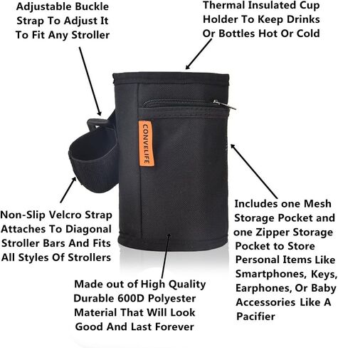 Cup Holder,Stroller Bottle Holders,Insulated,Thermal,Waterproof Anti-Slip Cup Drink Holder for Universal Stroller,Bike,Yeti,Huffy,Mountain,Pushchair,Wheelchair in Saudi Arabia