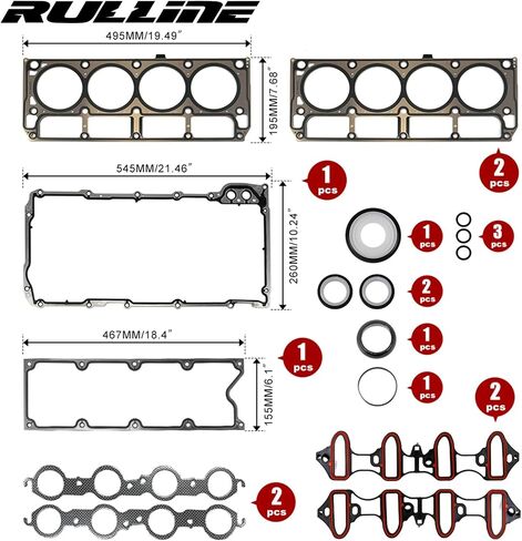 RULLINE Cylinder Head Gasket Set with Head Bolts ES72173 Compatible with Chevy Silverado Tahoe GMC Yukon Envoy Buick Cadillac 4.8L 5.3L 2002-2011 in Saudi Arabia